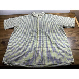 F/X Fusion Mens Size 2XL Yellow Blue Check Short Sleeve Button Front Shirt